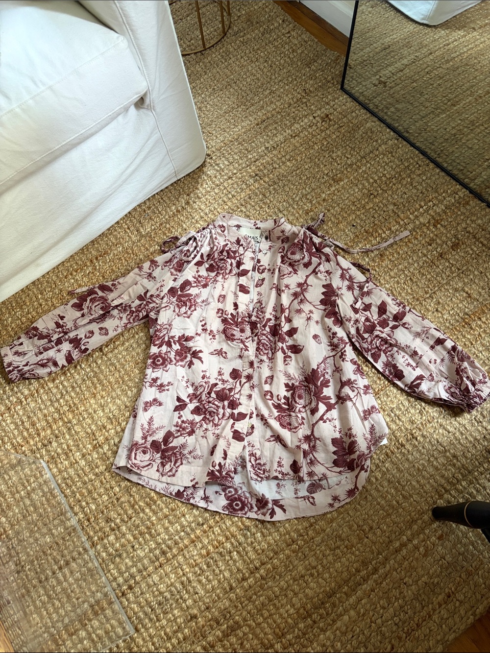 ALEMAIS Floral Tie-Shoulder Blouse